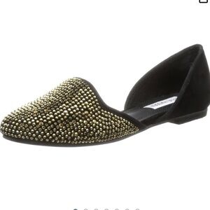 Steve Madden Women’s Vamp Flat Gold and black leather 6.5
